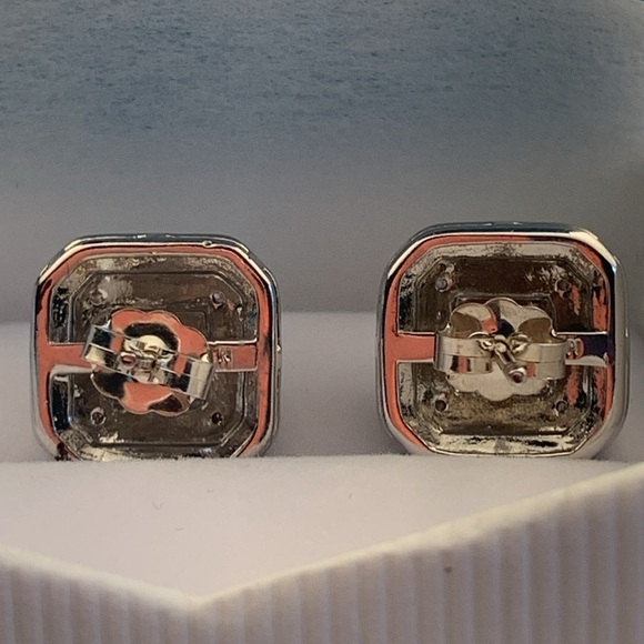 Natural genuine blue Diamond Accented Rhodium Over Brass earrings - Picture 6 of 9